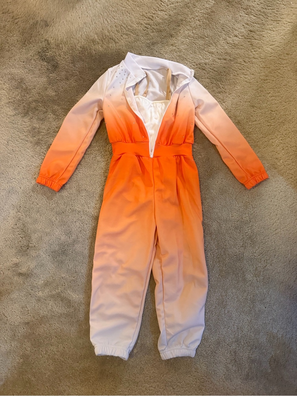 Kids Gradient Orange to White One-Piece Jumpsuit